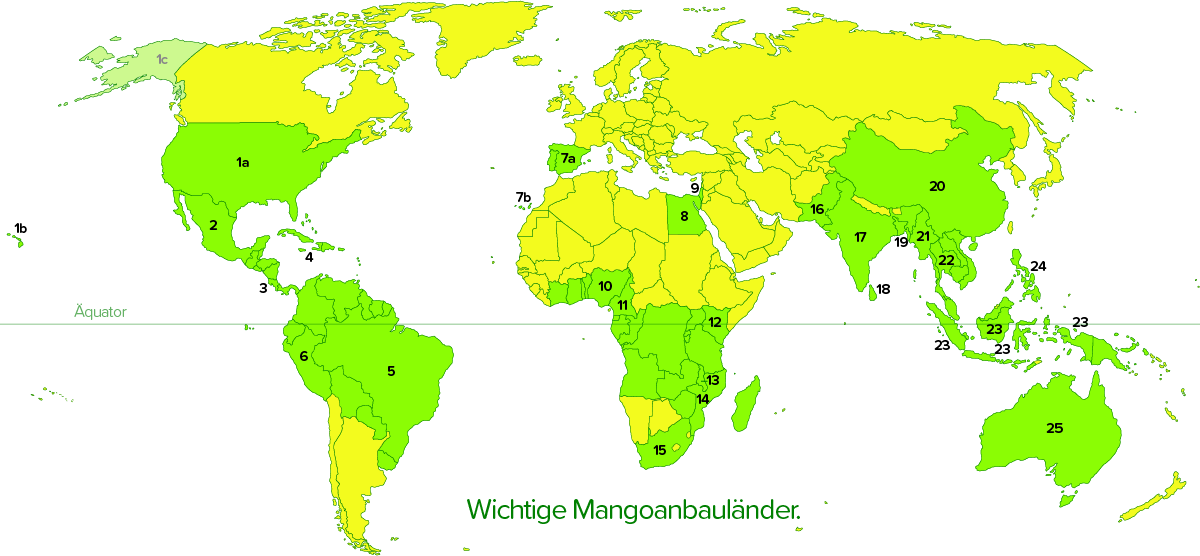 Einige Mango-Anbauländer.