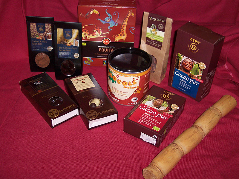 Fair gehandelte Kakaoprodukte.