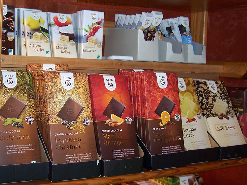 Fair gehandelte Schokoladen.