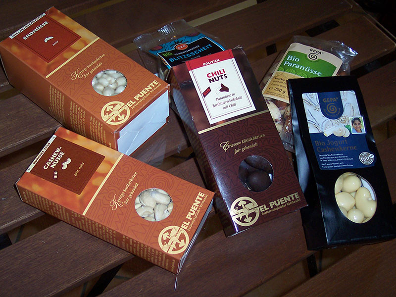 Fair gehandelte Nüsse.