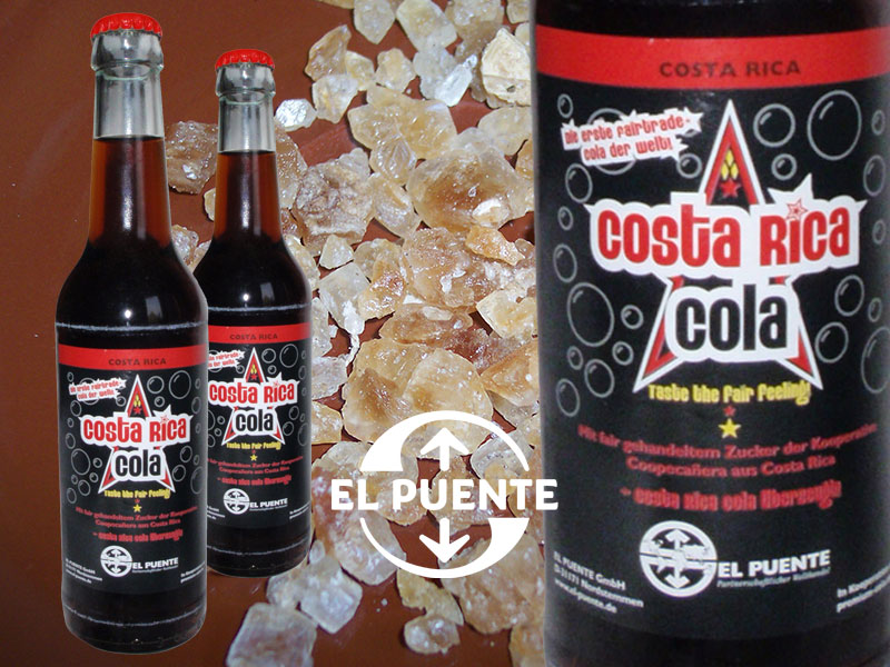 Costa Rica Cola von El Puente. Im Hintergrund: Palmkandis.