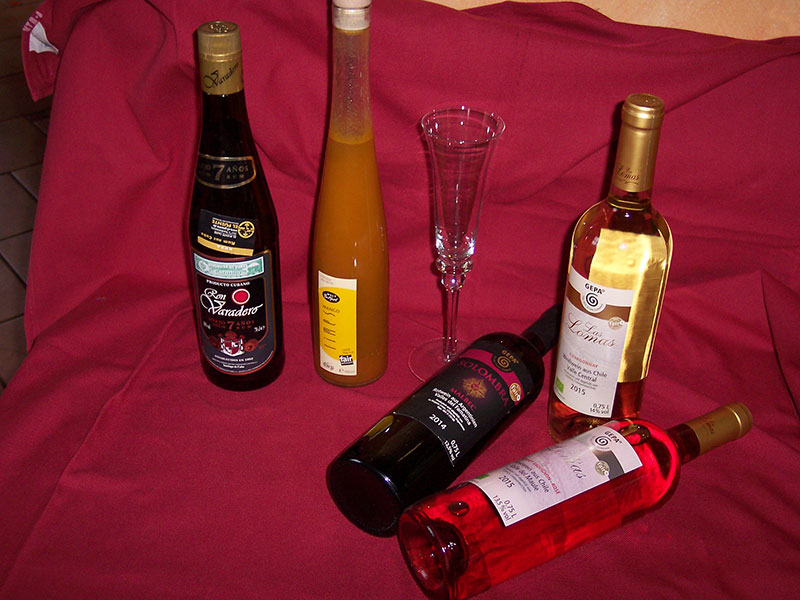 Fair gehandelte Weine und Spirituosen.