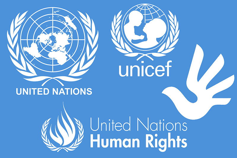 Logos der UN und von Unicef.