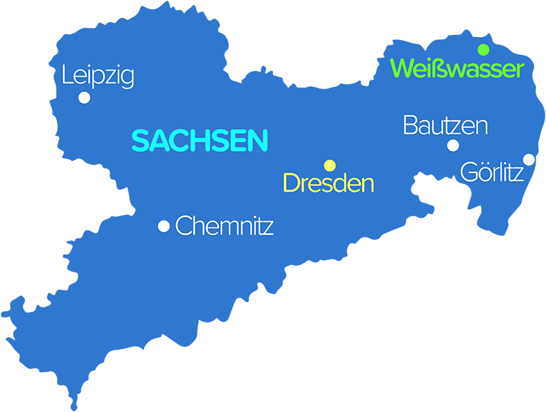 Hier liegt Weißwasser in Ostsachsen.